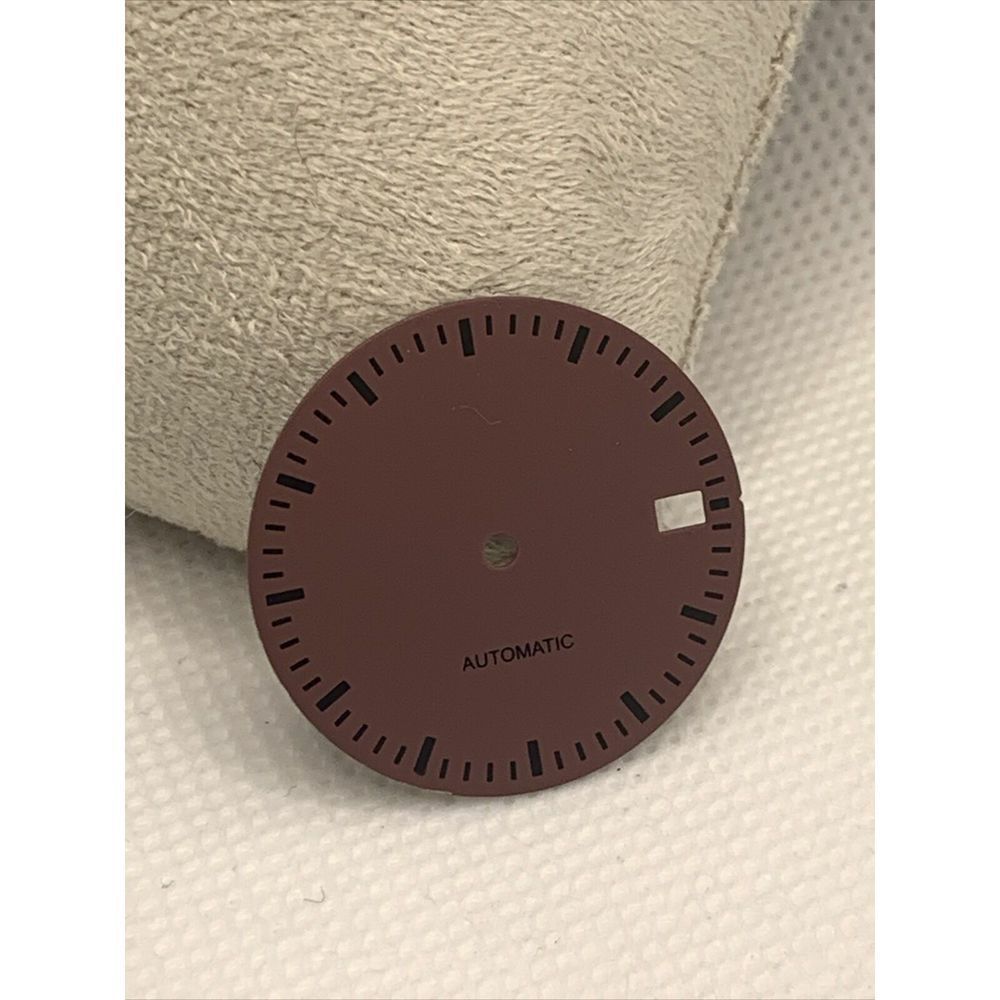 Brown Custom Watch Dial Black Index W Date Fit For Seiko Nh35 7s36 Mod D101